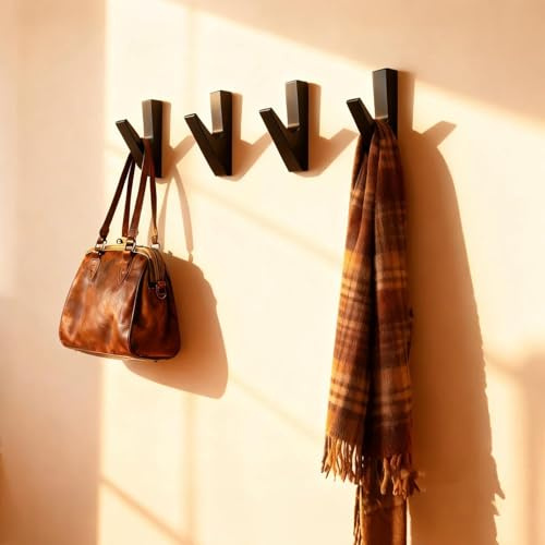 LWLWA 4 Piezas Gancho Pared, Aleación Aluminio Coat Hooks, Proceso Pintura Multicapa Colgadores Pared, con Tubo Expansión, para Chaquetas, Abrigos, Bufandas, Toallas, Bolsos