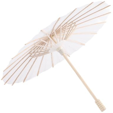 VIFERR Paraguas de Papel, Paraguas Blanco Sombrilla Decorativa de Papel Chino/Japonés Parasol para DIY Pintura, Decoración de Fiesta Nupcial, Accesorio de Cosplay (30 cm)