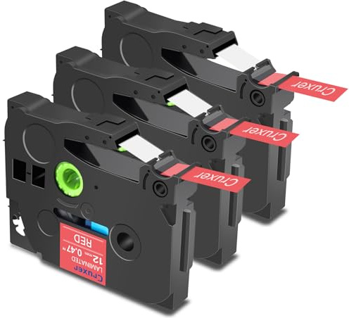 Cruxer 3er-Packung Kompatibel für Brother P-touch TZe-435 Red Laminierte Bänder，Weiß auf Roter 0,47'' 12mm x 8m Schriftband Ersatz für Brother PT-H100R PT-200 PT-H105 PT-H110 PT-D410 PT-E110VP