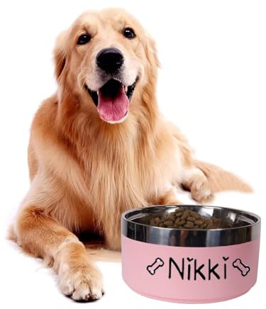 Gamelle Personnalisée Au Nom De Votre Animal, Gamelle Personnalisée pour Chien, Gamelle Personnalisée pour Chat, Gamelle en Acier Inoxydable, Gamelle Animal pour Grands Chiens Et Petits Chiens(18cm)