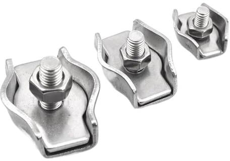 Morsetti Per Filo Stendibiancheria 304 # fune metallica in acciaio inox a clip singola blocco mandrino, pinza fermacavo pinza a set completo dimensioni da M2 a M10 Morsetti Stendibiancheria(Size M2 5p