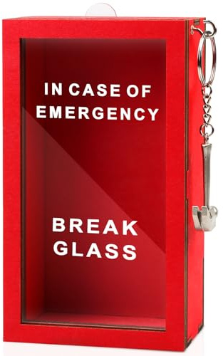 Birthday In Case of Present Emergency Break Glass - with Hammer - Mens Birthday Gifts - Desk Decor - Personalized Gag Gift for Friends - White Elephant Gift - Chocolate/Sweets/Money/Voucher - Men