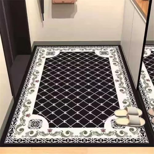 DJHWWD Teppich Für Küche auslegeware Schwarzer Flur, Schlafzimmer, rechteckiger Arbeitszimmerdekoration bettvorleger Schlafzimmer Carpet 40X60CM