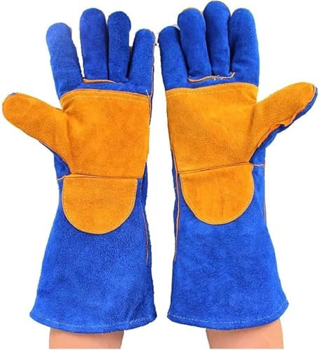1 par de guantes de soldadura, guantes for quemador de leña, guantes de trabajo for hombres o mujeres, guantes de jardinería, guantes resistentes al calor e ignífugos de piel de vaca de primera calida