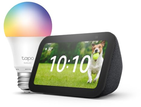 Echo Show 5 (3e génération) | Anthracite + Tapo L530EA ampoule connectée LED (E27), Fonctionne avec Alexa - Kit de démarrage Maison connectée