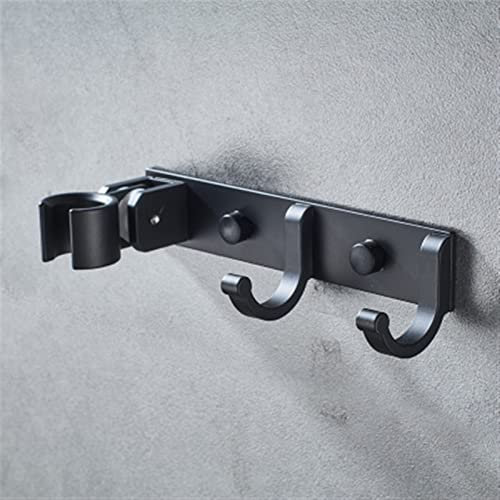 AFAKEREPPV Pommeau de Douche Fixe Espace Aluminium Mode Noir Argent Serviette Tablette Salle de Bain Pomme de Douche Accessoires Support Portable Support Barre Porte-Serviettes et Porte-Serviettes(2)