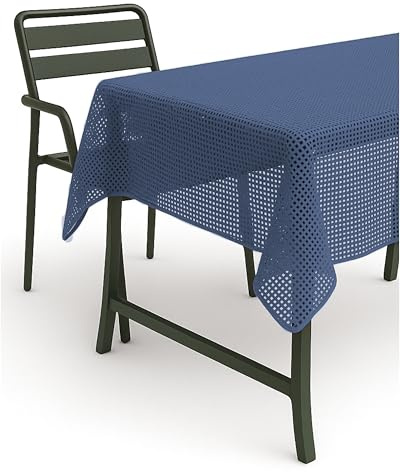 texpot Gartentischdecke 130 x 220 cm Blau Karo wetterfest geschäumt rutschfest