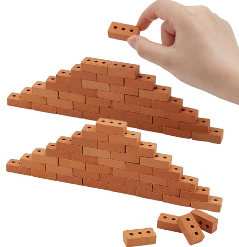 arricraft 60 Packung Rote Mini Steine Im Maßstab 1:6 Winzige Ziegel Für Die Landschaftsgestaltung Miniatur Ziegel Dachziegel Für Puppenhaus Mikro Landschaftsdekoration Zubehör 29.5x14.5x9.5mm