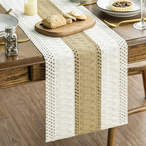 Artoid Mode Burlap Brown Farmhouse Rustic Table Runner 12x72 Inch