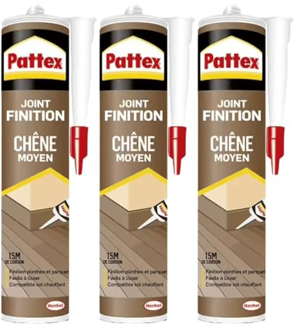 Mastic à joints élastique chêne clair - Pour plinthes, cadres de porte et joints de dilatation en intérieur (3 x 280 ml)