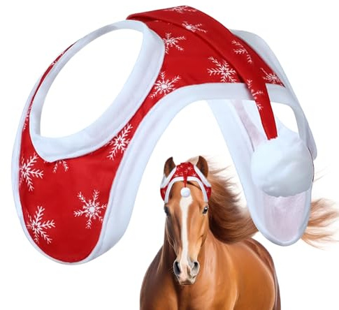 Weihnachtsmütze für, Weihnachtsmann auf Pferden, dekorativ, atmungsaktiv, mit Schneeflockenmuster, Kopfbedeckung für Winterreiten, Urlaub, Bauernhof-Dekorationen