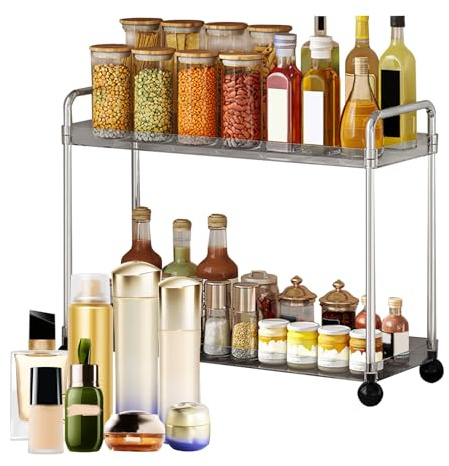 Genérico Organizzatore Da Piano Da Bagno Organizzatore Di Condimenti A Due Livelli | Scaffale Decorativo Di Stoccaggio Per Cucina Scrivania, Camera Da Letto, Scrivania, Scrivania, Sottopiano, Bagno