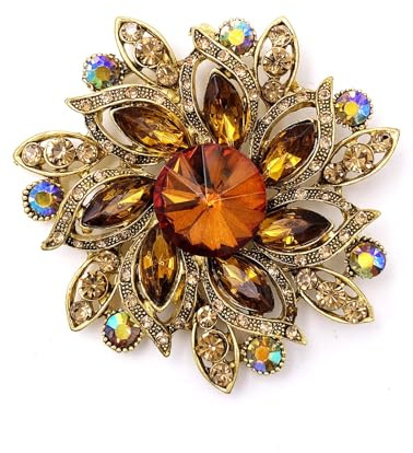 Broschen für Kleidung,Brosche Damen mit Diamant Blumensträuß Kristall für Damen Mantel Kleid Kleidung Brosche Abzeichen für Braut Mutter Geschenke (Goldene)