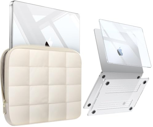 Fintie Hülle Kompatibel mit MacBook Air 13.6'' M5 M4 M3 M2 (2026-2022) | A3449 A3240 A3113 A2681, Ultradünne Hartschale Schutzhülle und Laptoptasche für MacBook Air 13.6 Zoll, Beige