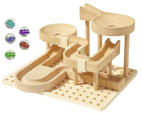 Murmel Spielzeug,Lustiges Pädagogisches Holzspielzeug - Murmelrennen Konstruktionsbausteine Zur Förderung Der Entwicklung Durch Spiel Und Interaktion Für Kinder Zuhause Schule Kindergarten Geburtsta