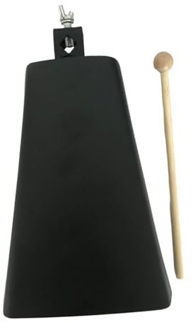 Metall-Kuhglocke mit Stab, Musik-Kuhglocke für Schlagzeug, Feiern, Sportveranstaltungen, 22,9 cm, Schwarz, 22,9 cm