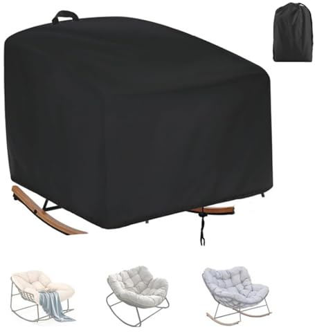 Gartenstuhl Papasansessel Abdeckung Wasserdicht, Schutzhülle für Schaukelstuhl für Terrassen mit Kordelzug,Staubdicht Abdeckplane für Loungesessel für Outdoo(Size:420D:152*109*84cm,Color:Schwarz)