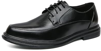 Bekväma snörskor för män – eleganta Oxford-skor för bröllop, jobb, kontor och bal, svart, 40 EU