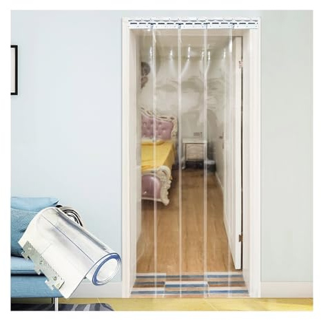 PVC frysdörr 75 x 220 cm (29,53 x 86,61 tum) – 1 mm tjock energieffektiv plast enkel installation kall rage lösning idealisk för kommersiell kylning