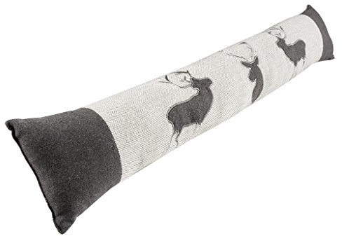 Dibor Zugluftstopper, Türmattenkissen, aus Stoff, mit Hirsch-Motiv, grau, 80 cm breit