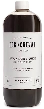 Fer à Cheval Liquid Black Soap All Purpose Cleaner with Olive Oil, Concentrated Multi-Use Cleaner for Home Surfaces, 1000 ml / 33.81 fl oz Black Soap Olive