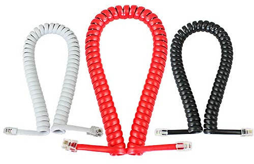 TOOLSTAR Lot de 2 câbles de combiné téléphonique RJ10 RJ9 4P4C Noir 2 m