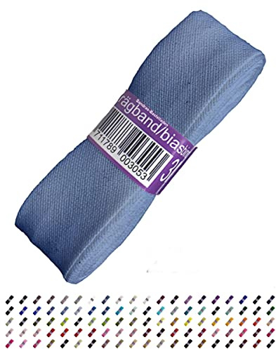 Sandras-Bastelladen Schrägband/Einfassband Baumwolle Uni gefalzt 3m x 20mm 258-Taubenblau