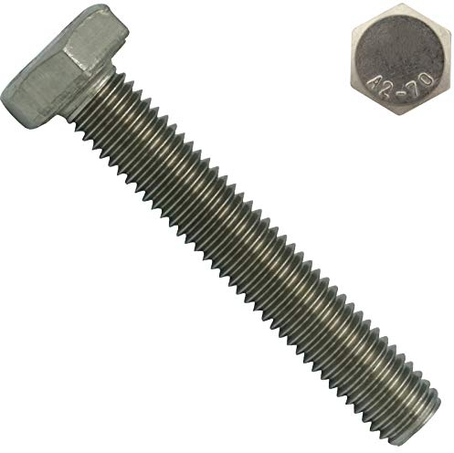 Sechskantschrauben - M10x200 mm - 5 Stück - DIN 933 / ISO 4017 - Edelstahl A2 - Vollgewinde - Maschinenschrauben - SC933