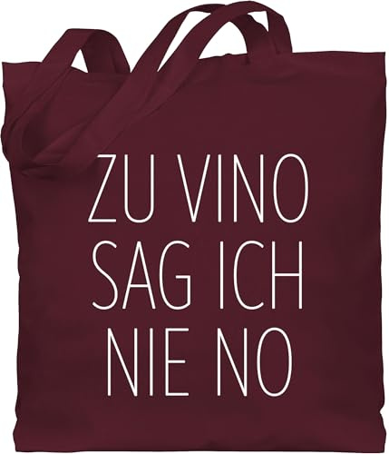 Baumwolltasche - Sprüche Statement mit Spruch - Zu Vino sag ich nie No weiß - Unisize - Bordeauxrot - weinhandtasche beutel+mit+sprüchen+lustig sprueche wein beutel geschenke für weintrinker