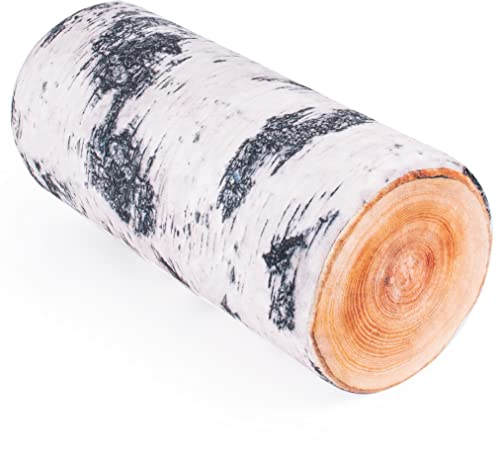 FANCY Nackenrolle Baumstamm Kuschelkissen süße Dekokissen 40 cm Log Pillow Kuschelrolle Plüsch Kissen Holz Kissenrolle lang - lustig Zierkissen Sofa Kissen (Birke Log)