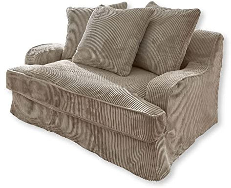 Loberon Sofa Monaco, wunderschöne Kedernähte, hochwertige Verarbeitung, DREI Zierkissen inklusive, Sitzmöbel, Polyester, Entenfedern, Kiefernholz, grau