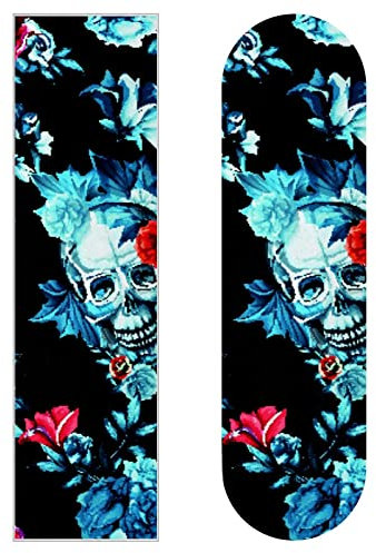 Skateboard-Griptape mit Blumen und Totenköpfen, Sandpapier, Longboard, Aufkleber, Scooter, Deck, Sandpapier, 2 Stück