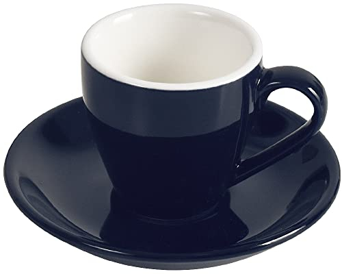 ionEgg Tazza da caffè in porcellana con piattino, tazza da caffè espresso, 80 ml, blu scuro