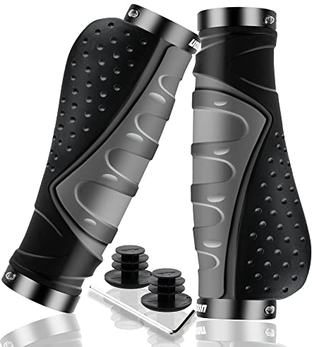 LYCAON Poignées de Guidon de vélo, Ergonomiques Poignée de butée de Bicyclette Antidérapante avec Serrure en Aluminium - Poignée de vélo pour BMX Scooter Bicyclettes (Gris)