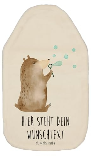Mr. & Mrs. Panda Wärmflasche personalisiert Bär Seifenblasen - Weiß