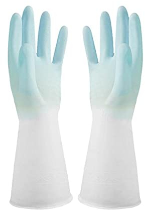 Cusstally Guantes for Lavar Platos, Guantes de Limpieza de Silicona, Lavavajillas, Guantes de Goma, Herramientas for Fregar Guantes para Lavar Platos (Color : Blau, Size : S)