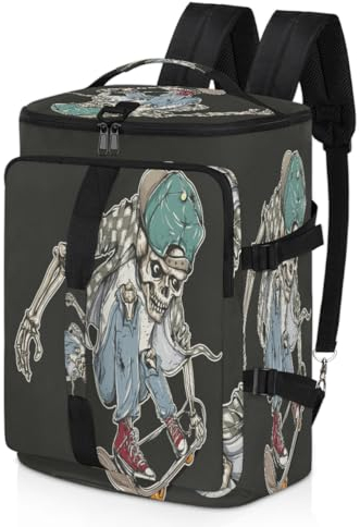 Skull Riding Skateboard Sport Duffel Rucksack für Herren Damen, Totenkopf Wochenendtasche mit Schuhfach Tote Übernachtungstasche 47,5L für Sport Gym Reisen, farbe, 47.5L, Taschen-Organizer