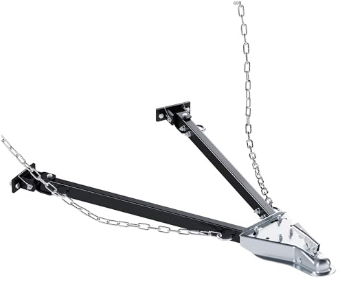 KUAFU Adjustable Tow Bar W/Safety Chain 5000 lbs Towing Capacity Compatible with Most Bumpers and Mounting Area Ranges from 24 to 41 Wide for 2 Trailer Ball Hitch Universal Steel Black