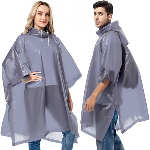 GUKOY Regnponchos regnrockar för vuxna återanvändbara, 2-pack grå, one size