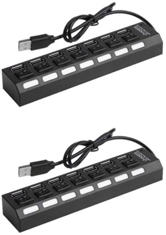 Housoutil 2 Pièces Hub USB Alimenté Hub USB Élevé Port Multi Hub 7 Ports Hub Multi Chargeur Hub Alimentation Individuelle Répartiteur Micro Hub Interne Hub Haute
