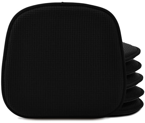 Shinnwa Dining Chair Cushions 6 Pack, Non Slip Indoor Chair Pads, U-Shaped Kitchen Seat Cushions, Set of 6, 15 x 16 Inches, Black