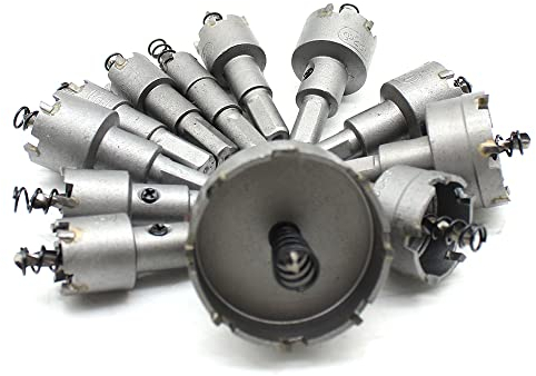 12-teiliges Hartmetall-Lochsägen-Set für Metallbohrer,Sägebohrer, Durchmesser 15 mm bis 50 mm, Lochsägen-Set,für Tischbohrmaschinen, Elektrobohrfutter