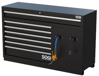 Sogi ARR-M-A-7C-AE Kommode für Werkstatteinrichtung – 7 Schubladen – Fach mit Luftschlauch und elektrischer Kabeltrommel