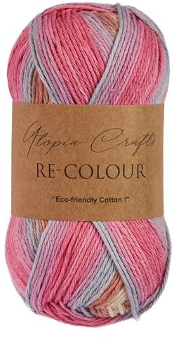 Utopia Crafts Re-Colour - Filato per lavori a maglia e uncinetto, 100 g (fiori primaverili)