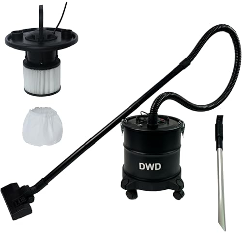 DWD® Ash Vacuum Cleaner 1200W 18Ltr Bagless HEPA filter Debri Dust Fireplaces, Grills, BBQ, Wood Burner Stoves, Car Home Workshop Blower Hoover,4.5m Cable Hose Length 1.5m, Brush Head Vacuity 19Kpa