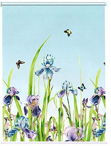 100% Verdunkelungsrollo für Fenster, mit Blumenmuster, für Wohnzimmer, Büro und Schlafzimmer, 120 x 140 cm breit