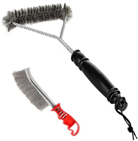 IKOPFLN 1 pezzi da 12 pollici Spazzola Per la Pulizia del Barbecue, setole in ottone, Dotato di spazzola metallica, per la Pulizia Della Griglia Barbecue Carbone, Griglia elettrica barbecue