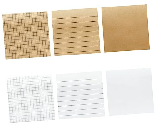 NUOBESTY 7stücke Kreative Haftnotizen Aus Kraftpapier Mit Horizontalen Linien Selbstklebende Quadratische Notizzettel Für Schüler Büro Und Zuhause Rindsleder-farbe