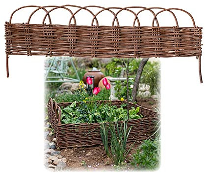Clôture de jardin en osier facile à installer - 35 x 100 cm - Panneaux décoratifs pour parterres de fleurs, patio, allée, haies en saule, empêche les animaux domestiques - Effet rotin - Bordure de