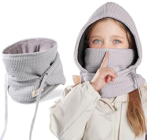 AYPOW Pasamontañas Térmico Invierno Niños 4-10 años, Multifuncional Cálido Prueba de Viento Máscara De Esquí Ciclismo, Sombreros Gorro de punto Forro Polar Calentador de Cuello, Mascarilla Niños Niñas